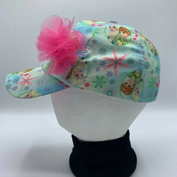 DISNEY Girls Frozen Anna & Elsa Baseball Cap Hat Adjustable One Size Blue Pink - Picture 3 of 9